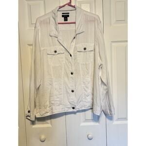 Jones & Co Jones New York Jacket Blazer Womens 3XL White 100% Linen Shacket